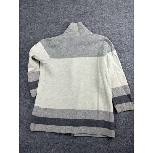 Bianco & Blu Wool Cardigan Women's XL Gray White Stripe Button Sweater Italian - Picture 11 of 12
